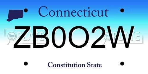 ZB0O2W Connecticut License Plate