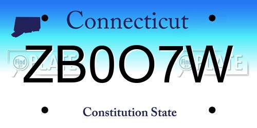 ZB0O7W Connecticut License Plate