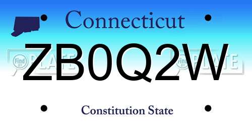 ZB0Q2W Connecticut License Plate