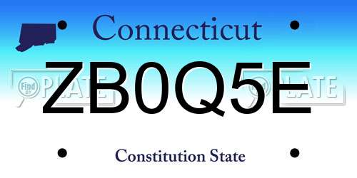 ZB0Q5E Connecticut License Plate