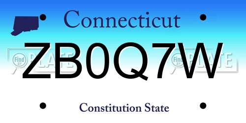 ZB0Q7W Connecticut License Plate