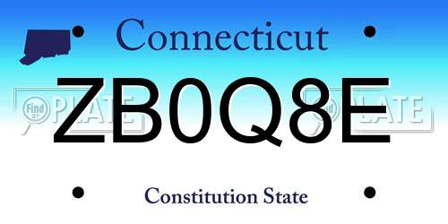 ZB0Q8E Connecticut License Plate
