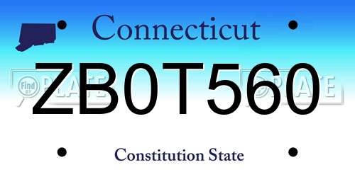 ZB0T560 Connecticut License Plate