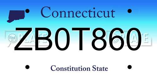 ZB0T860 Connecticut License Plate