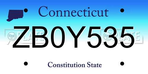 ZB0Y535 Connecticut License Plate