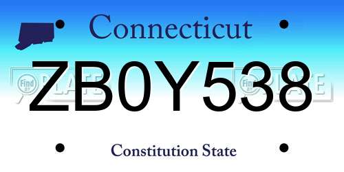 ZB0Y538 Connecticut License Plate