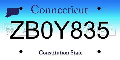 ZB0Y835 Connecticut License Plate