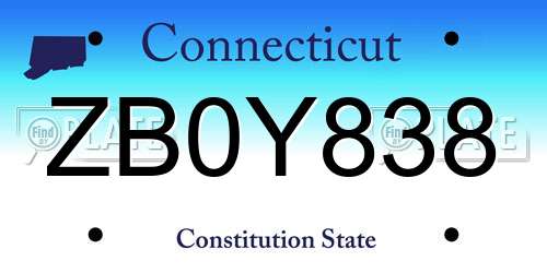 ZB0Y838 Connecticut License Plate
