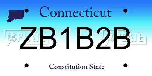 ZB1B2B Connecticut License Plate