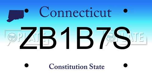 ZB1B7S Connecticut License Plate