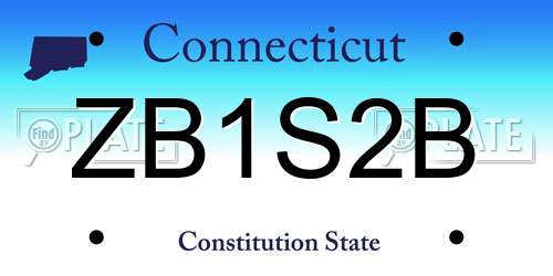 ZB1S2B Connecticut License Plate