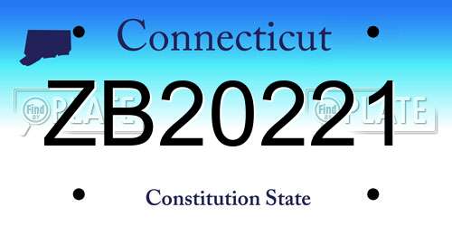 ZB20221 Connecticut License Plate