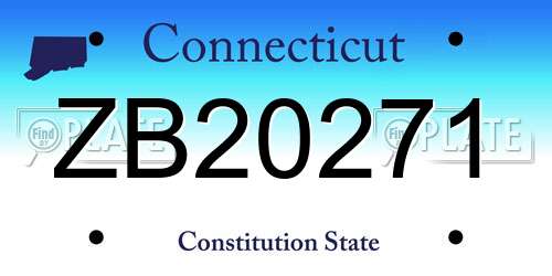 ZB20271 Connecticut License Plate
