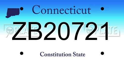 ZB20721 Connecticut License Plate