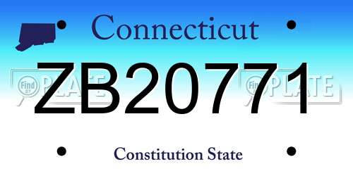 ZB20771 Connecticut License Plate