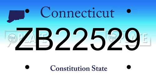 ZB22529 Connecticut License Plate