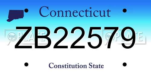 ZB22579 Connecticut License Plate