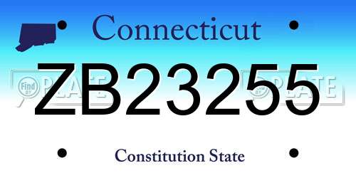 ZB23255 Connecticut License Plate