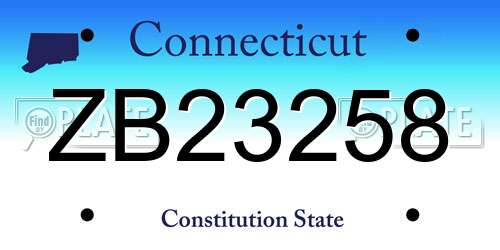 ZB23258 Connecticut License Plate