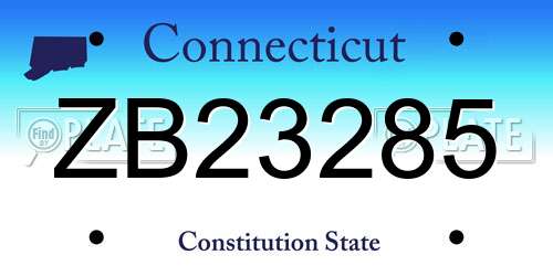 ZB23285 Connecticut License Plate