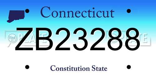 ZB23288 Connecticut License Plate