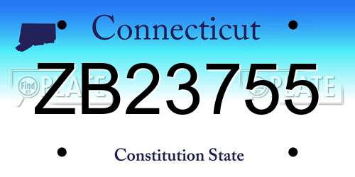 ZB23755 Connecticut License Plate