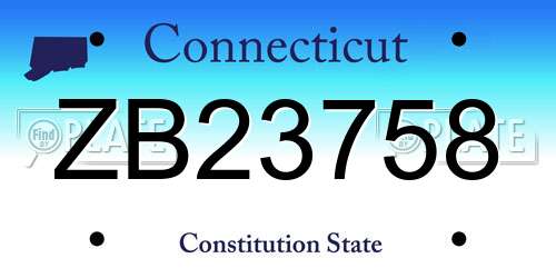 ZB23758 Connecticut License Plate