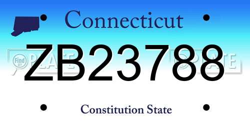 ZB23788 Connecticut License Plate