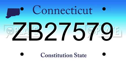 ZB27579 Connecticut License Plate