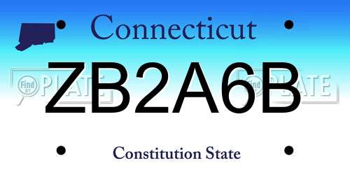 ZB2A6B Connecticut License Plate