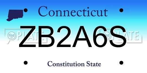 ZB2A6S Connecticut License Plate