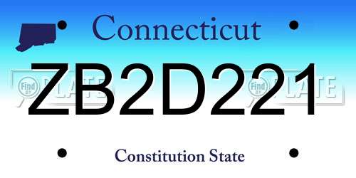 ZB2D221 Connecticut License Plate