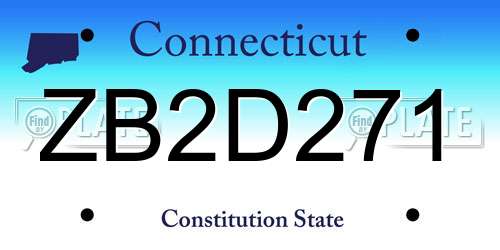 ZB2D271 Connecticut License Plate