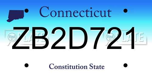 ZB2D721 Connecticut License Plate