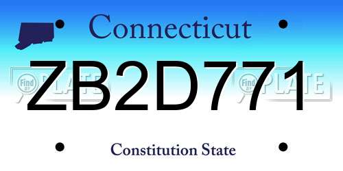 ZB2D771 Connecticut License Plate