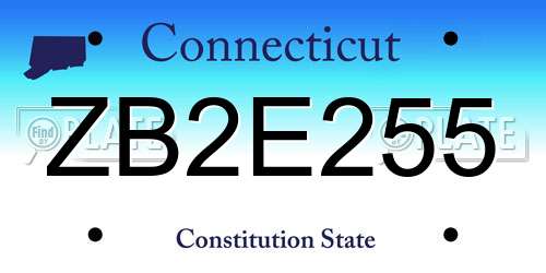 ZB2E255 Connecticut License Plate