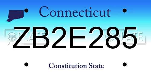 ZB2E285 Connecticut License Plate