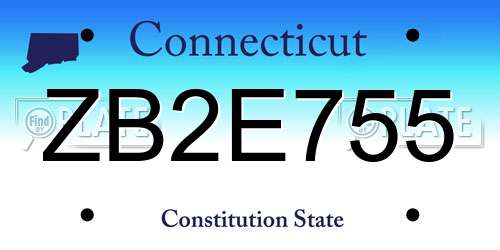 ZB2E755 Connecticut License Plate