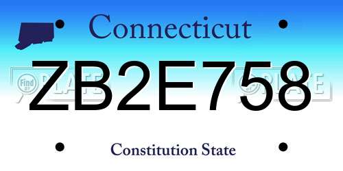 ZB2E758 Connecticut License Plate