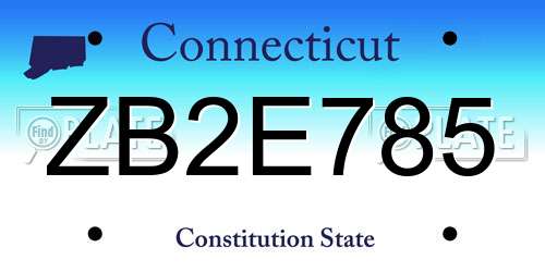 ZB2E785 Connecticut License Plate