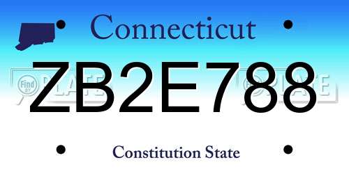 ZB2E788 Connecticut License Plate