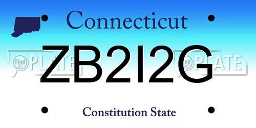 ZB2I2G Connecticut License Plate