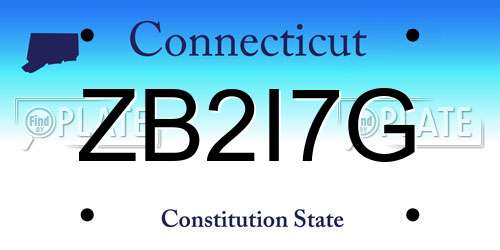 ZB2I7G Connecticut License Plate