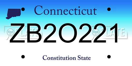 ZB2O221 Connecticut License Plate