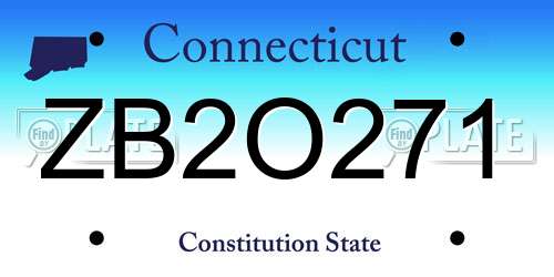 ZB2O271 Connecticut License Plate