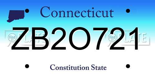 ZB2O721 Connecticut License Plate