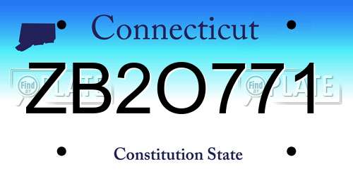 ZB2O771 Connecticut License Plate