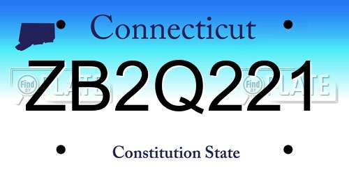 ZB2Q221 Connecticut License Plate