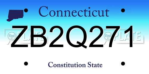 ZB2Q271 Connecticut License Plate