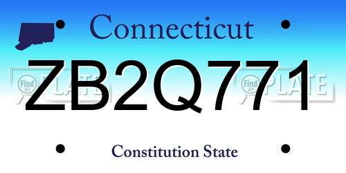 ZB2Q771 Connecticut License Plate